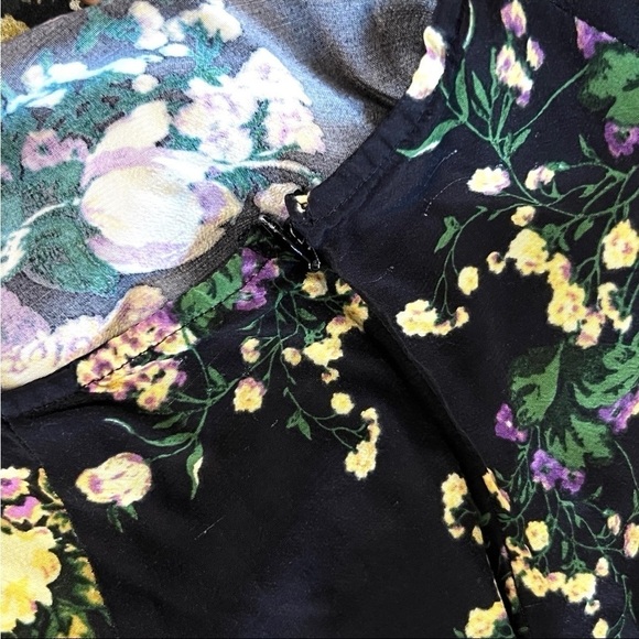 FOR LOVE & LEMONS Floral Long Sleeve Cutout Tie Back Ruched Ruffle Midi Dress XS - Picture 17 of 17